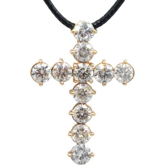 14k Yellow Gold Round Diamond Cross Crucifix Pendant Necklace 5.82CT