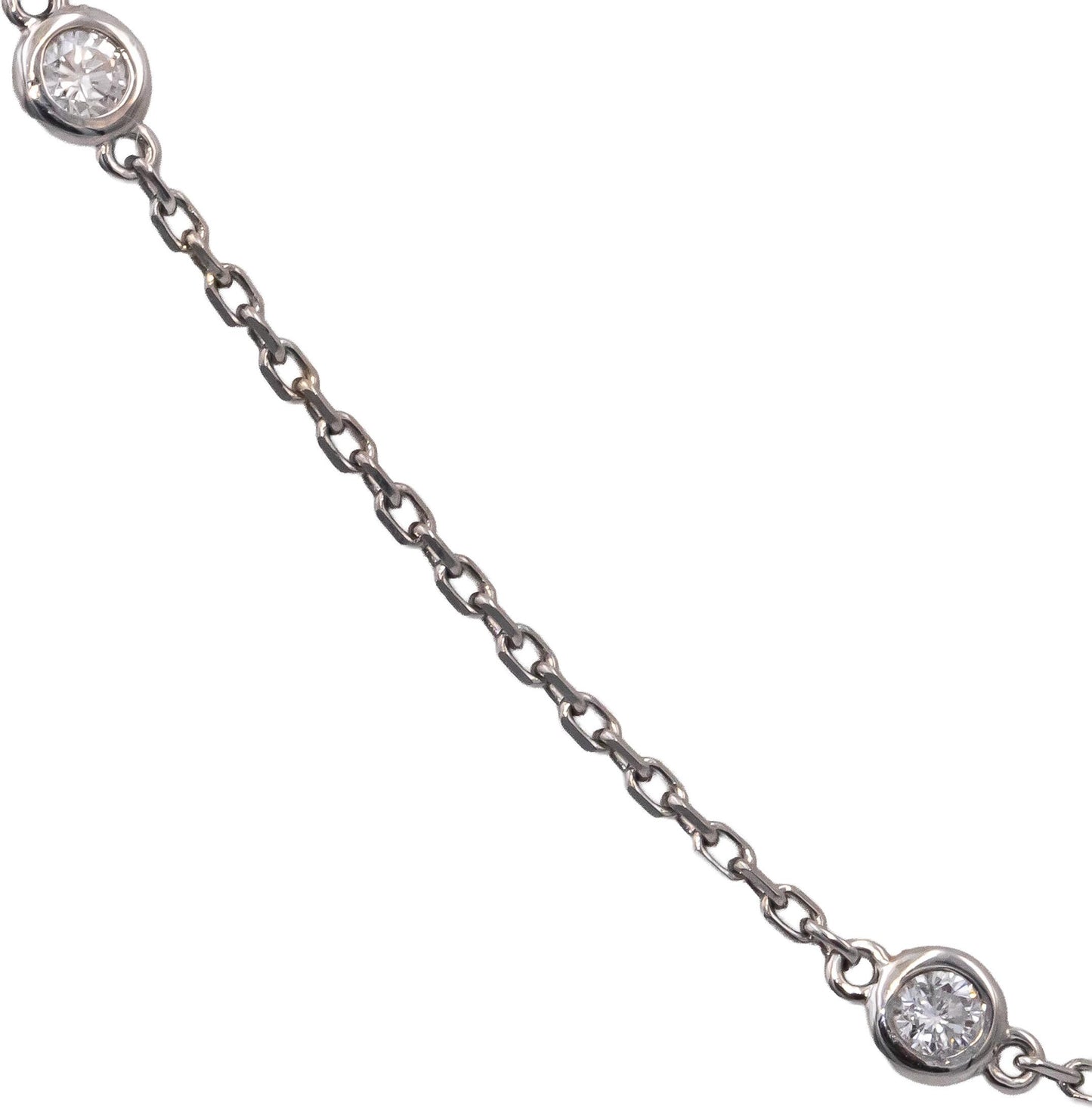 14k White Gold VS Round Bezel Set Diamond By The Yard Necklace Chain 0.40CT
