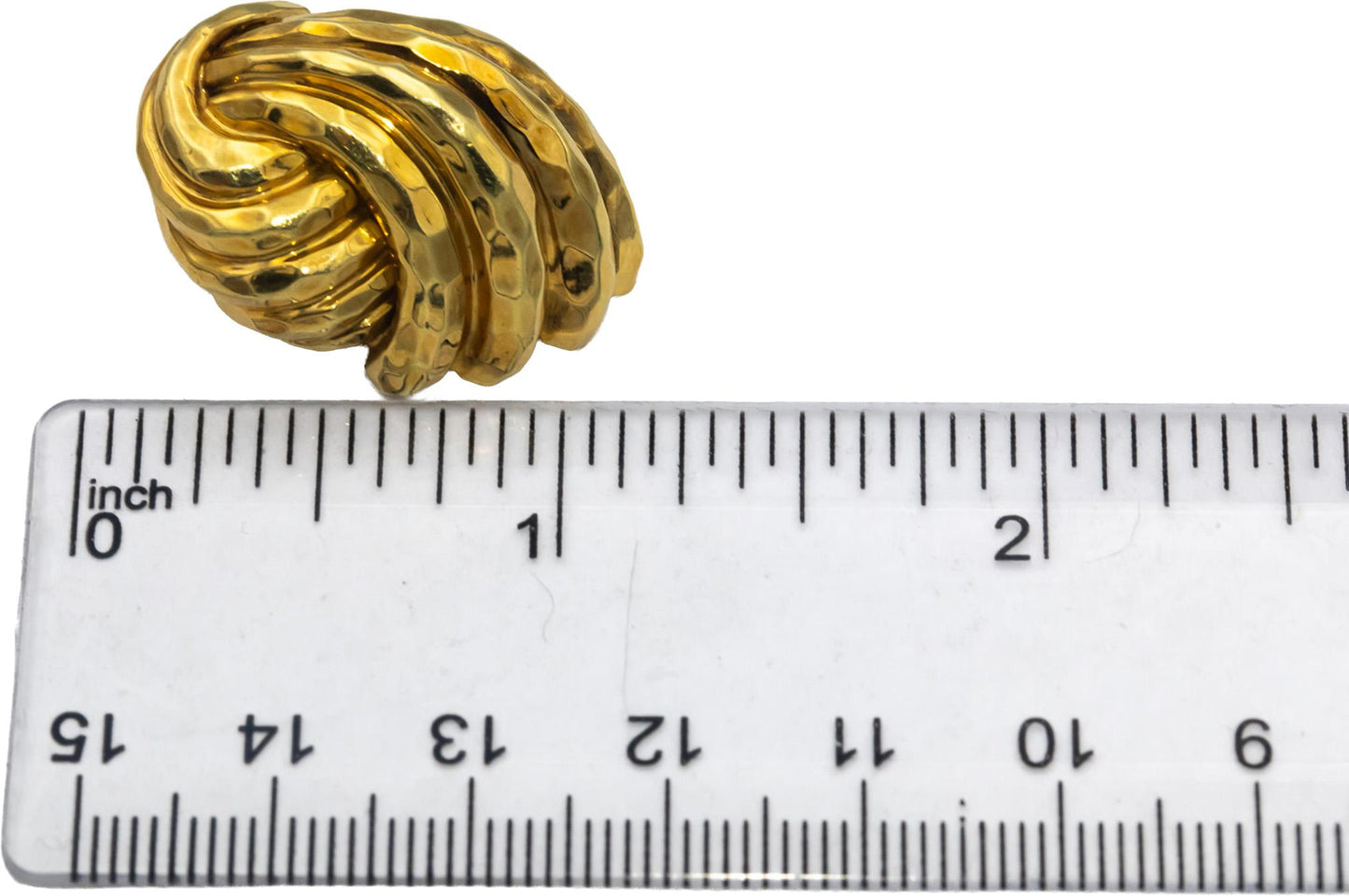 HENRY DUNAY 18k Yellow Gold Hand Hammered Clip-On Earrings