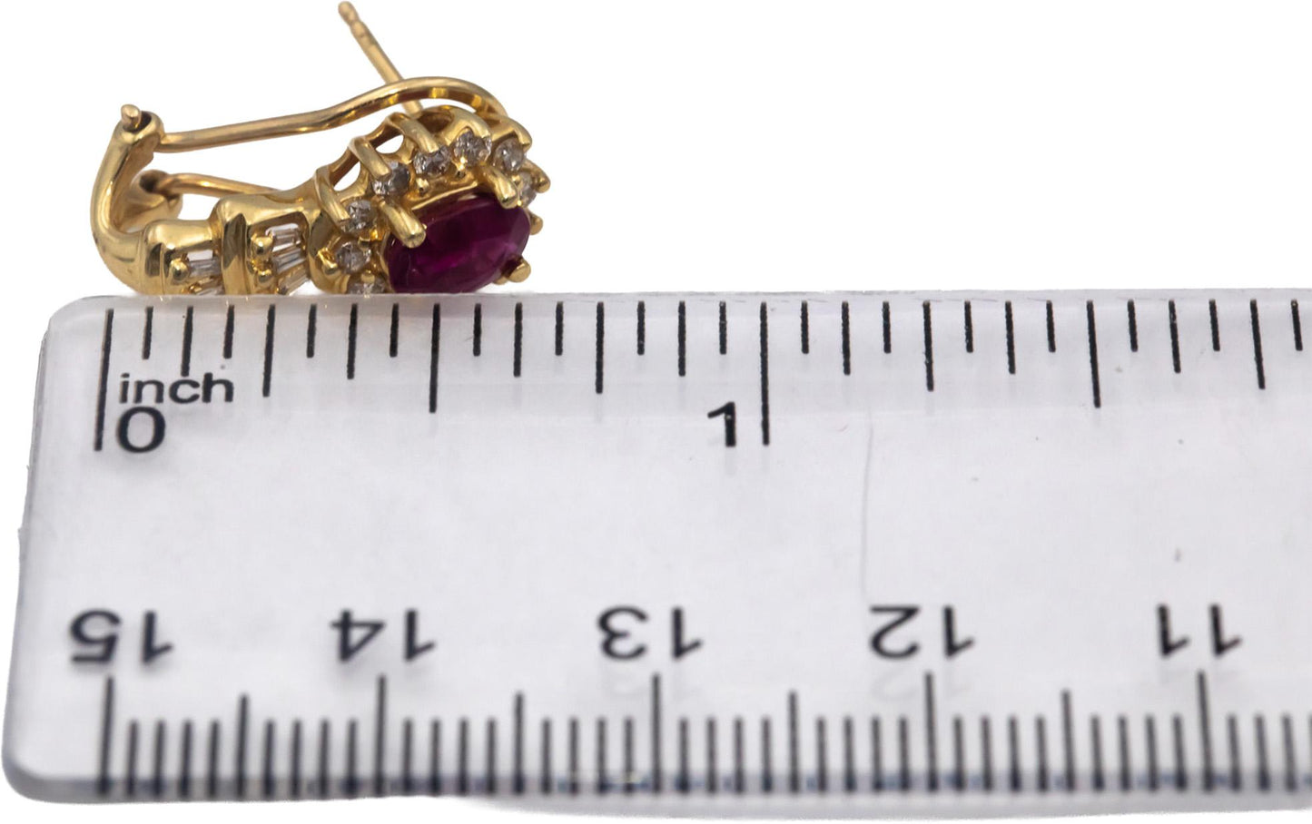 14k Yellow Gold Ruby and Diamond Dangle Earrings 1.40CTW