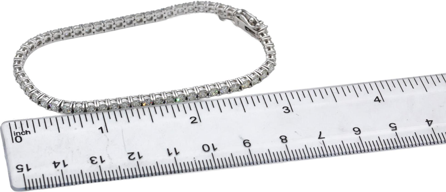 14k White Gold VS Round Diamond Tennis Bracelet 4.64CT