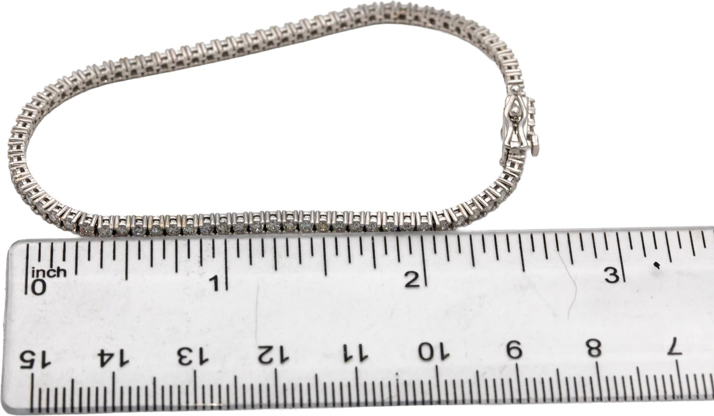 14k White Gold Round Diamond Tennis Bracelet 2.26CT