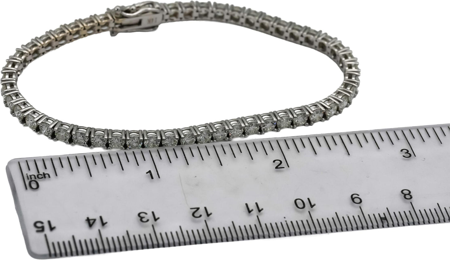 14k White Gold VS Round Diamond Tennis Necklace 5.07CT 203 Pieces