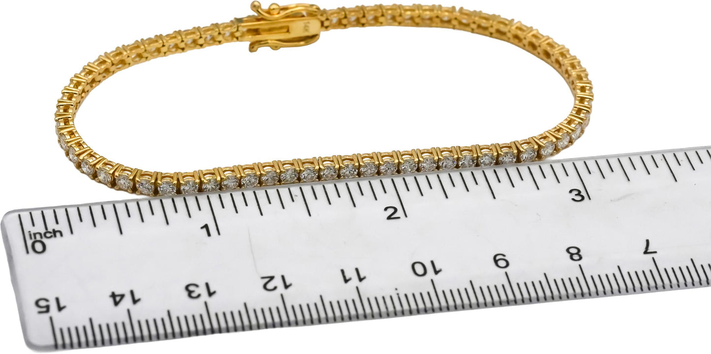 14k Yellow Gold VS Round Lab-Grown Diamond Tennis Bracelet 3.51CT