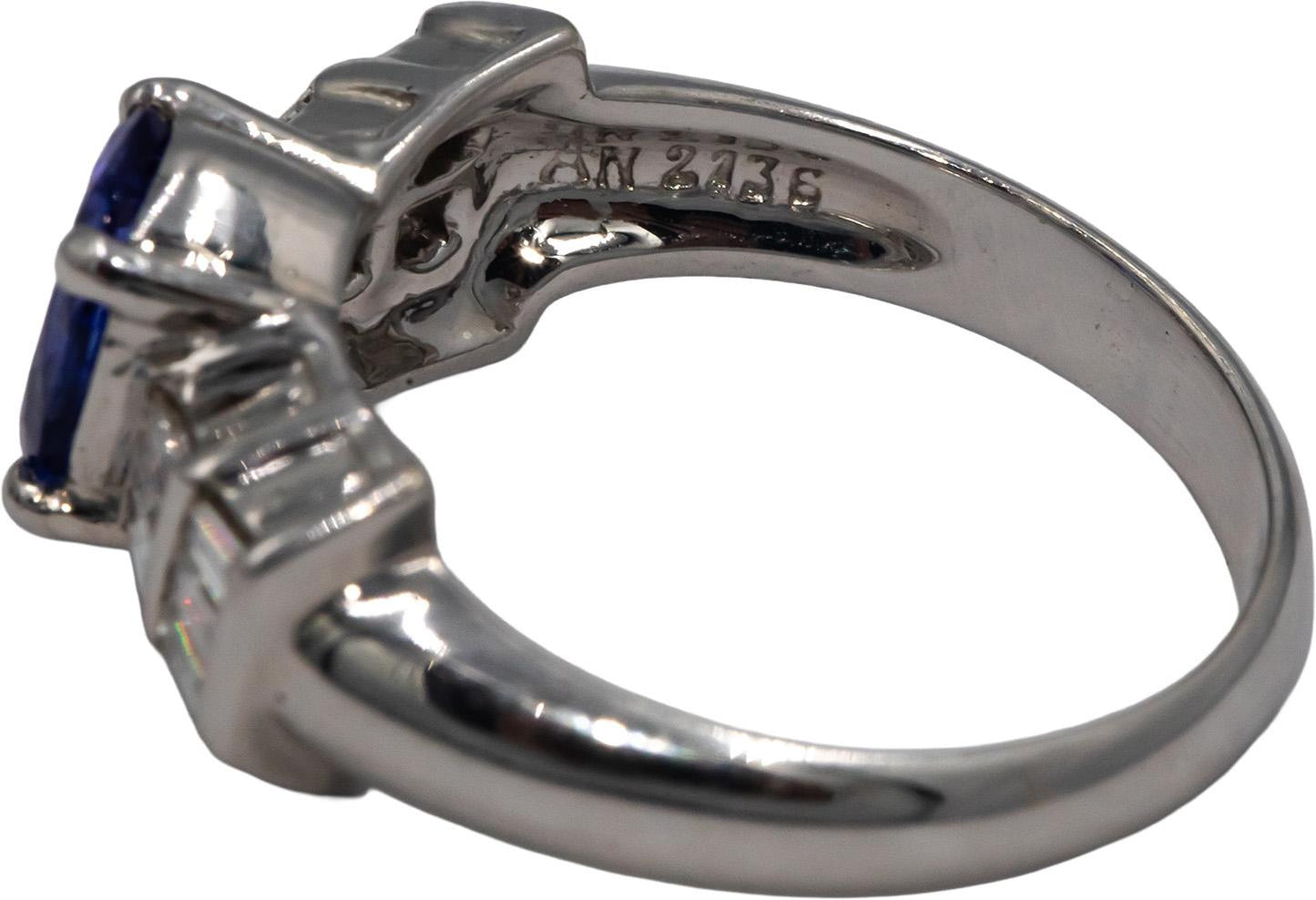 KALATI 18k White Gold VS 1.67CT Diamond and Tanzanite Cocktail Ring Size 7
