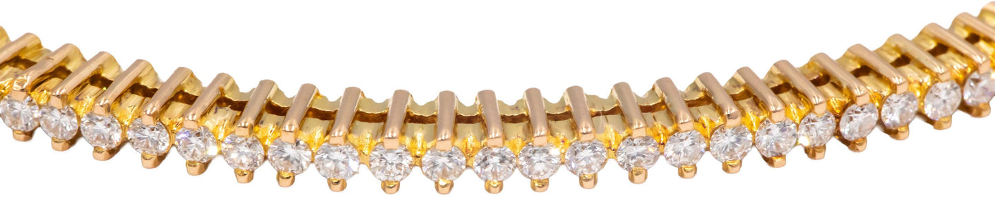 18k Yellow Gold VS Round Diamond Bangle Bracelet 2.20CT