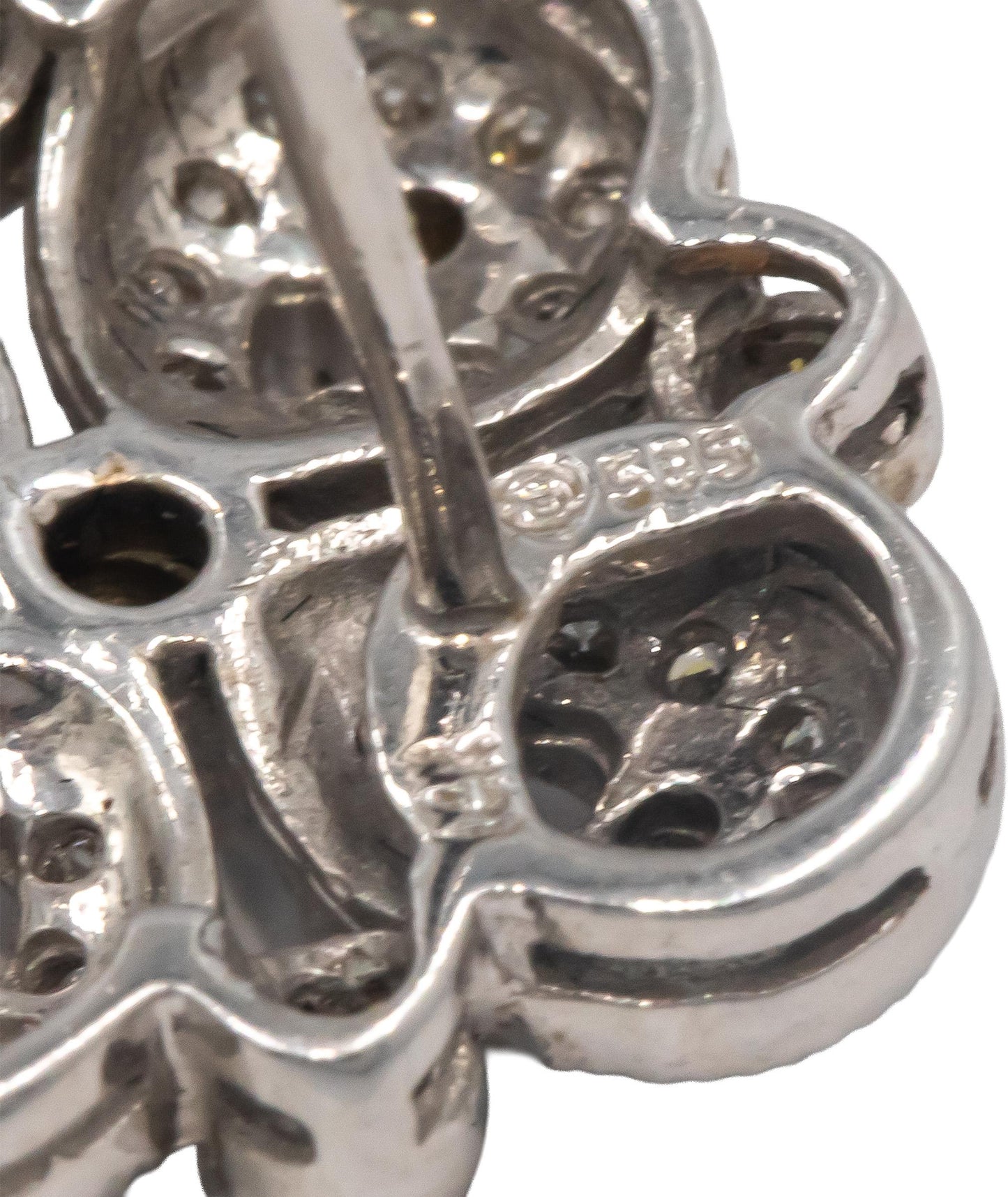 14k White Gold 0.50CT Diamond Floral Cluster Earrings