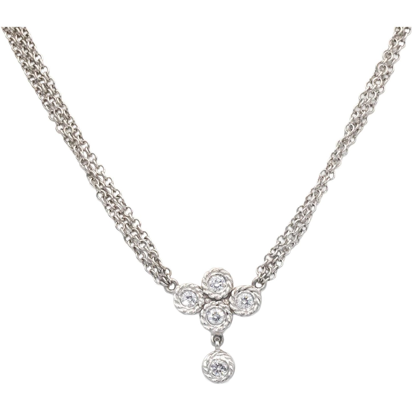 18k White Gold 0.50CT Diamond Pendant Multi-Chain Necklace