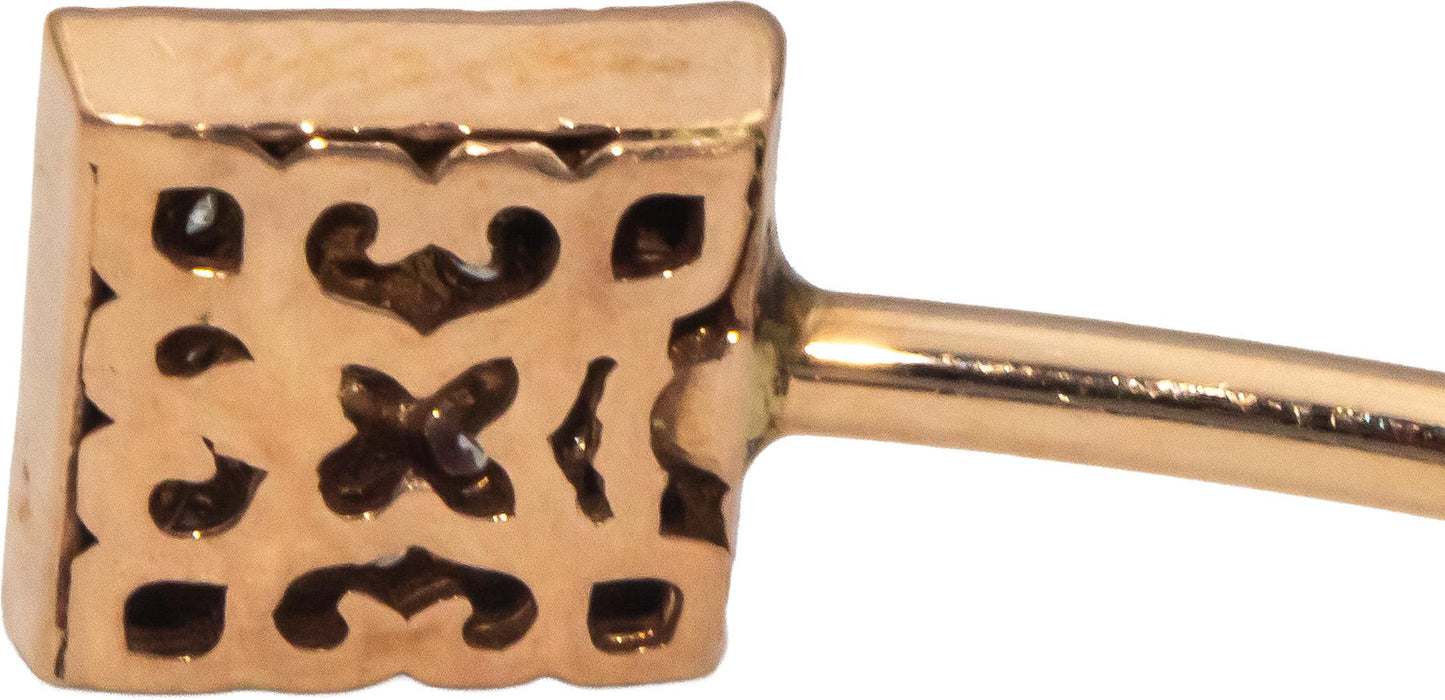 14k Rose Gold Round Diamond Pyramid Ends Cuff Bracelet 0.40CT