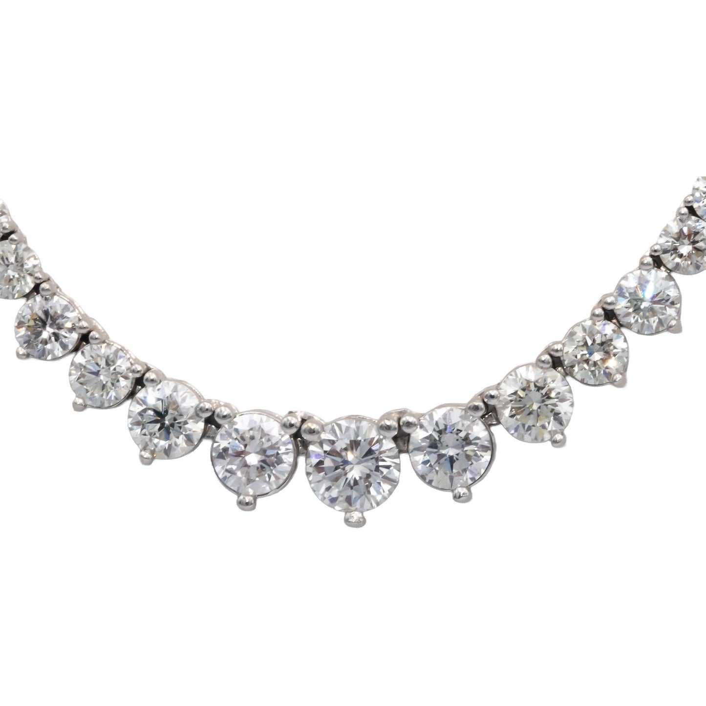 Diamond 14K White Gold VS Graduated Width Riviera Necklace 10.35CT