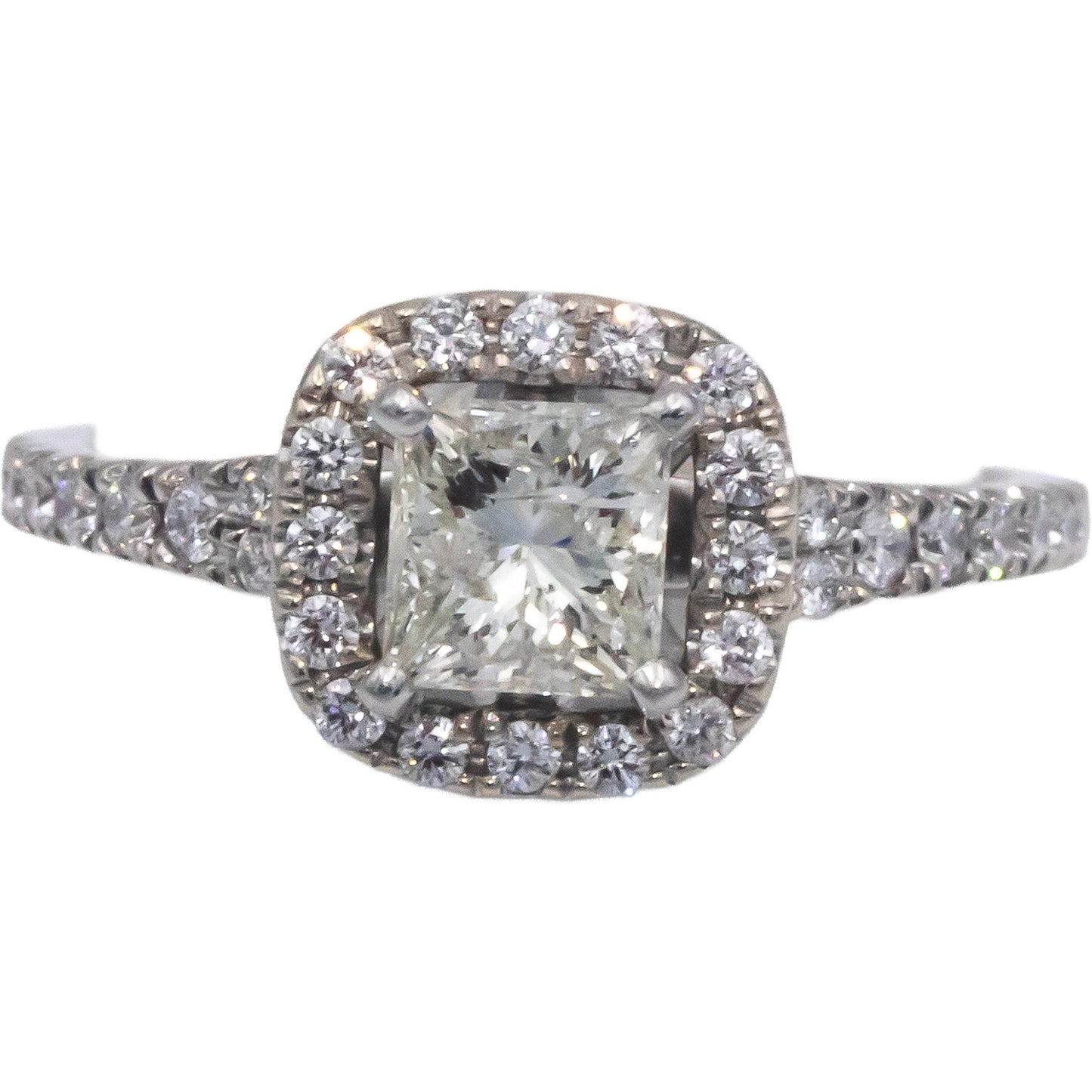 14k White Gold 1.33CT Diamond Engagement Ring w/ 1.08CT Princess Center Sz 5.25
