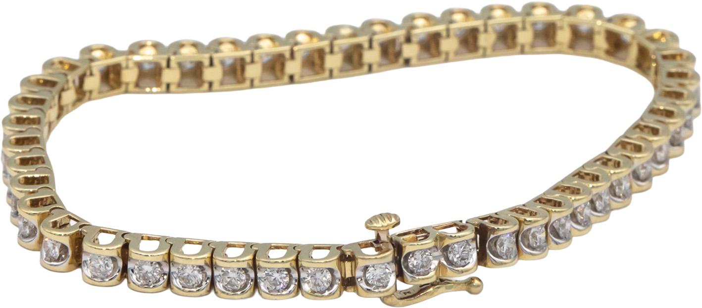 14k Yellow Gold Round Cut Channel Set Diamond Tennis Bracelet 4.30CT