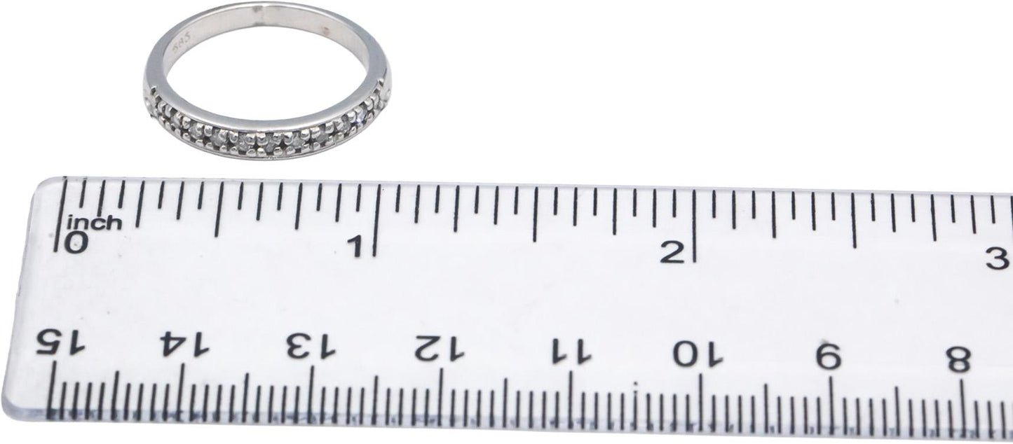 14k White Gold 0.16CT Round Cut Diamond Band Ring Size 6.5