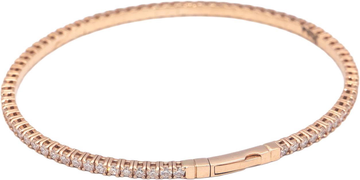 14k Rose Gold 2.27CT Round Cut Diamond Semi-Flexible Bangle Bracelet