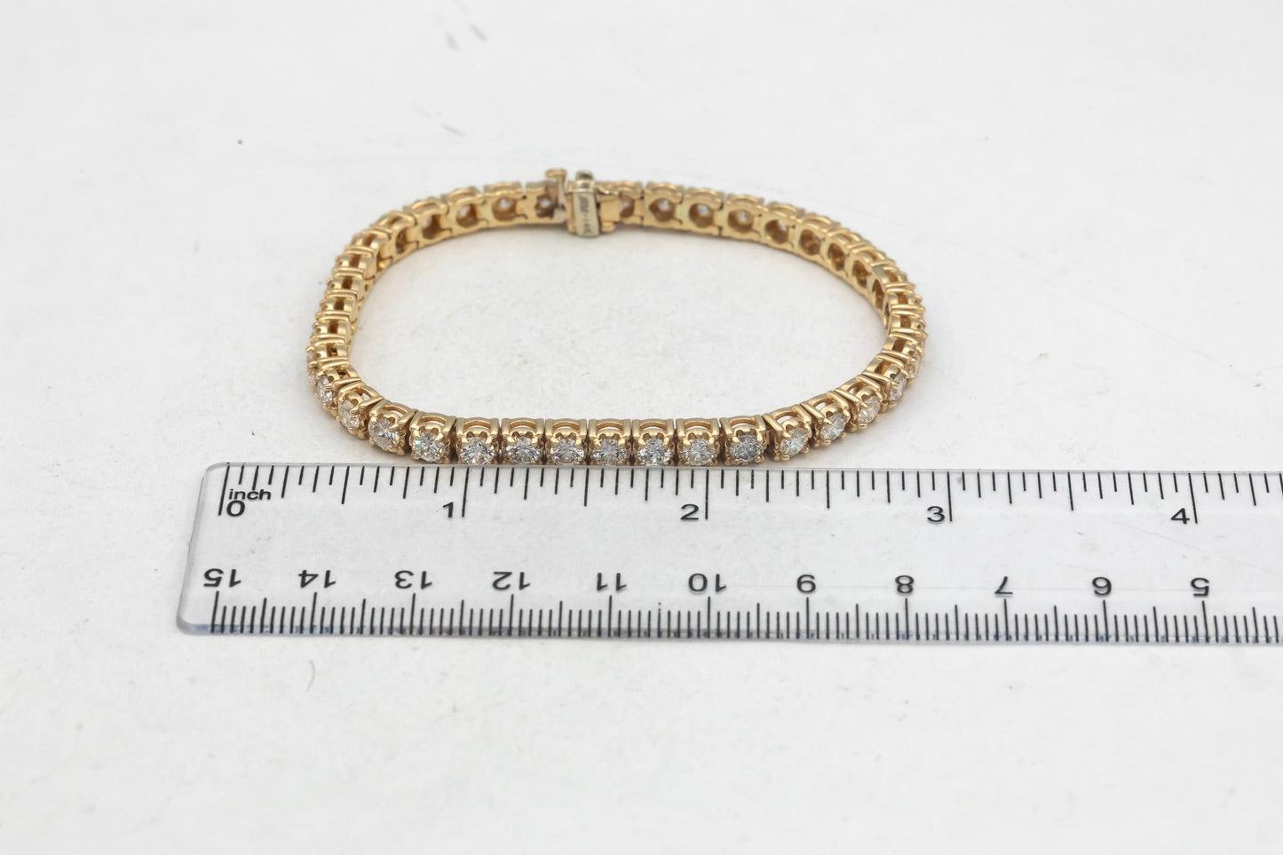 14k Yellow Gold Round Lab Grown Diamond Tennis Bracelet 6.0CT