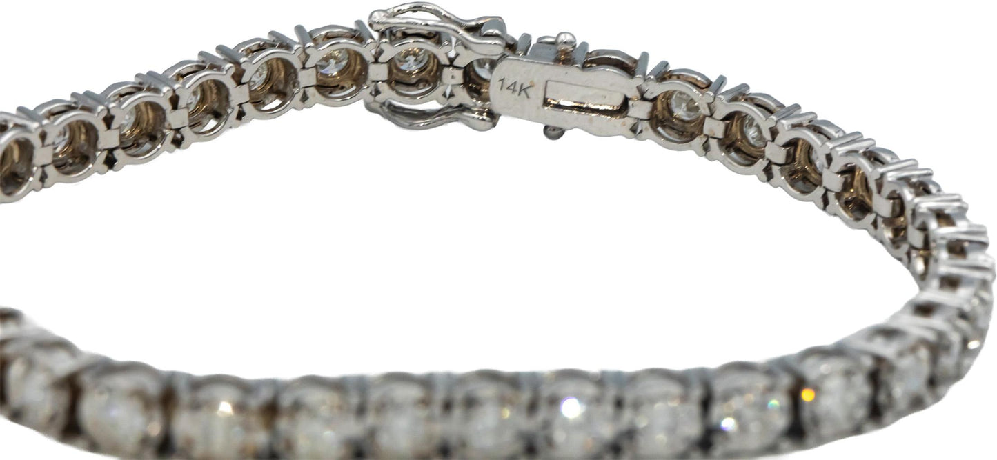 14k White Gold Round Cut Diamond Tennis Bracelet 3.65CT