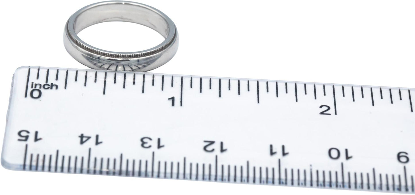 TIFFANY & CO. Platinum Jewelry Milgrain Edge Wedding Band Ring Size 5.5