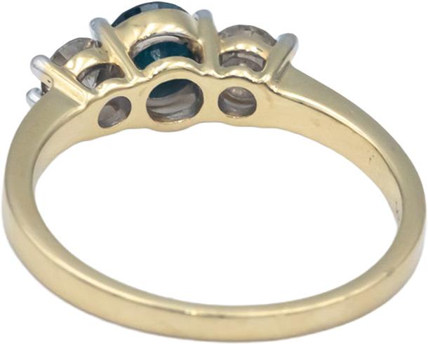 14k Yellow Gold 0.87CT White and Blue Diamond Ring w/ 0.47CT Center Size 8.25