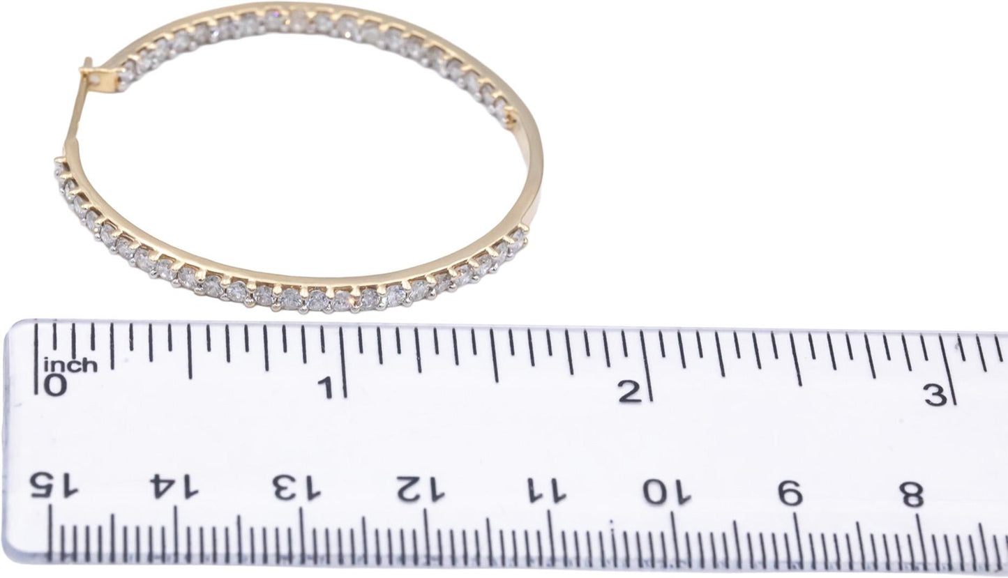 14k Yellow Gold Jewelry Round Diamond Inside Out Hoop Earrings 3.40CT