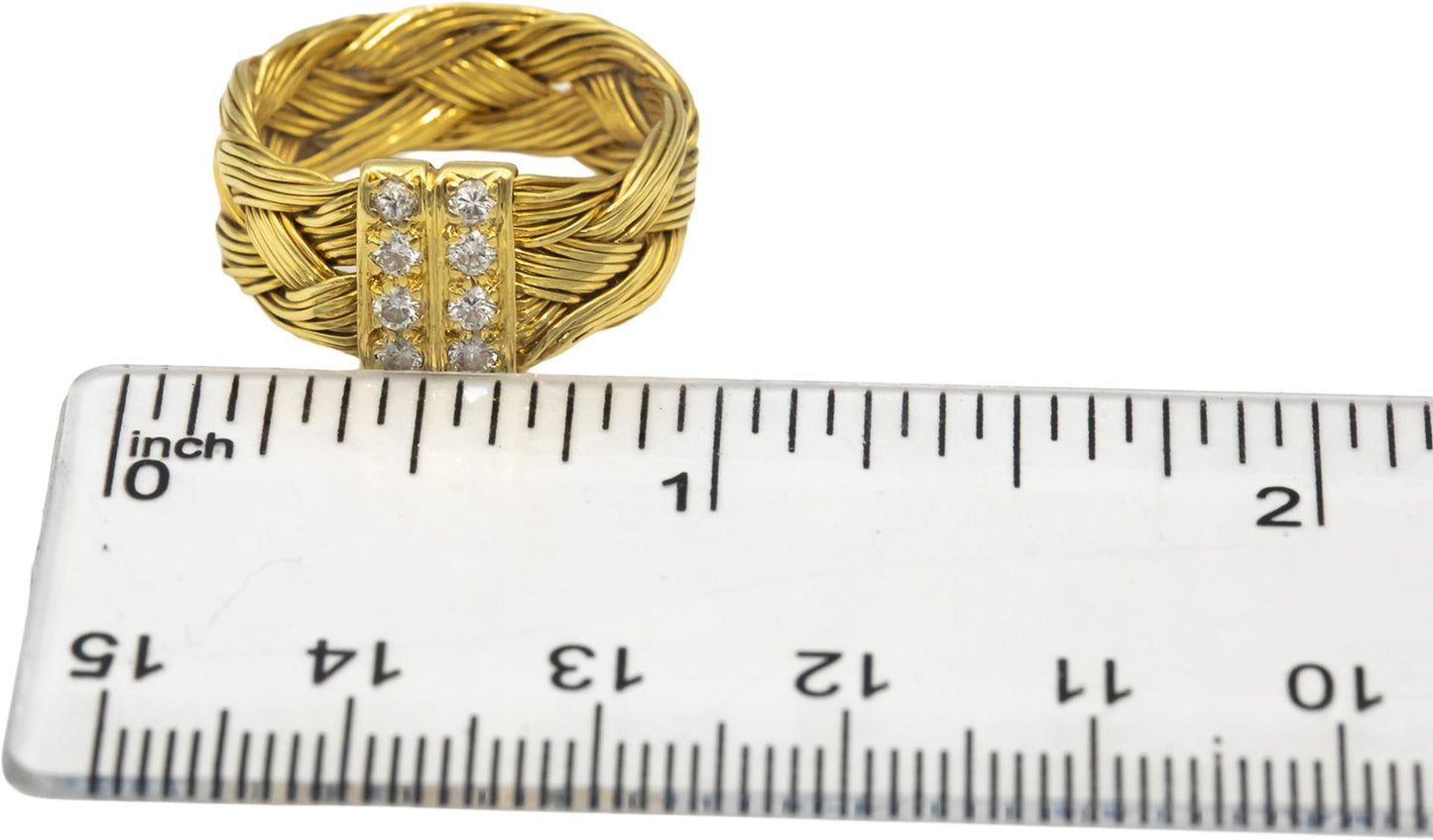 18k Yellow Gold 0.25CT VS Round Cut Diamond Woven Cable Ring Size 7