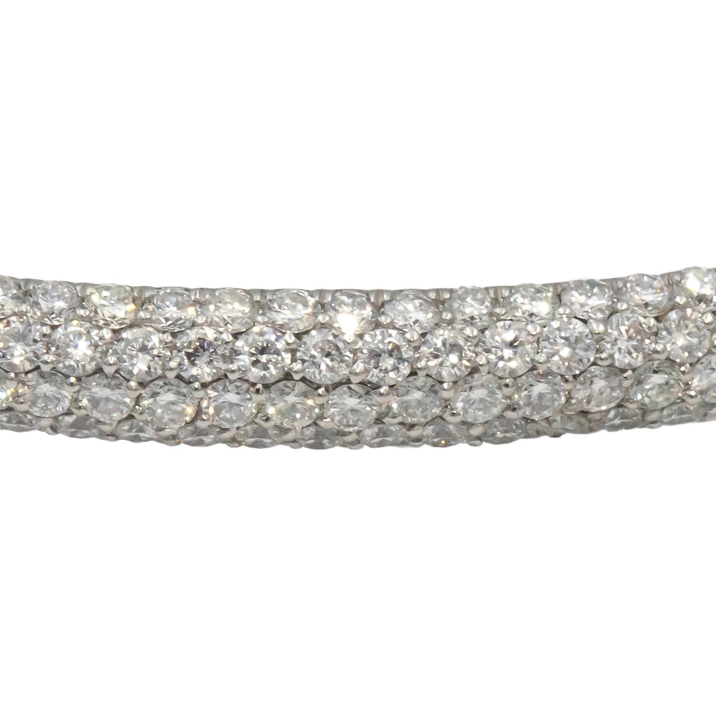 18k White Gold VS Round Cut Diamond Pave Bangle Bracelet 2.0CT