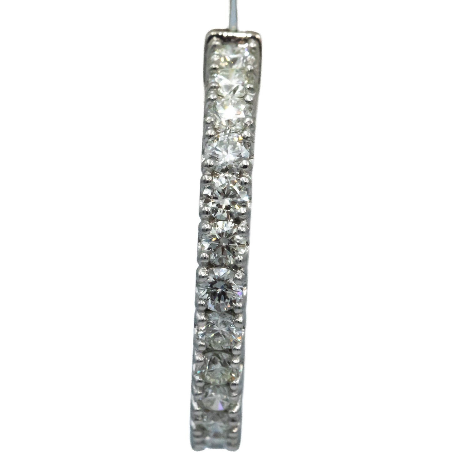 14k White Gold Round Diamond Inside Out Circle Hoop Earrings 4.44CT