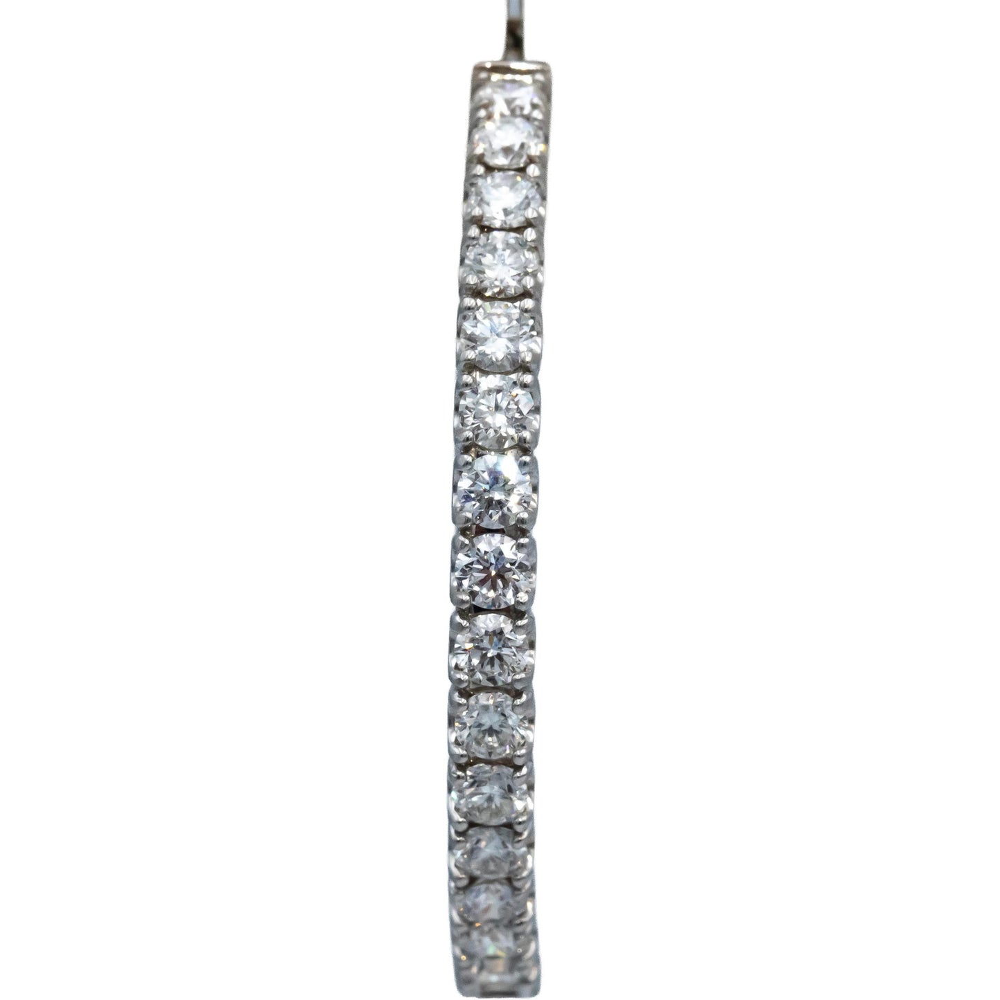 14k White Gold Round Diamond Inside Out Circle Hoop Earrings 5.40CT