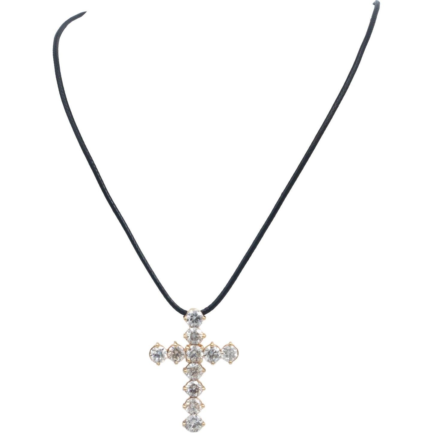 14k Yellow Gold Round Diamond Cross Crucifix Pendant Necklace 5.82CT
