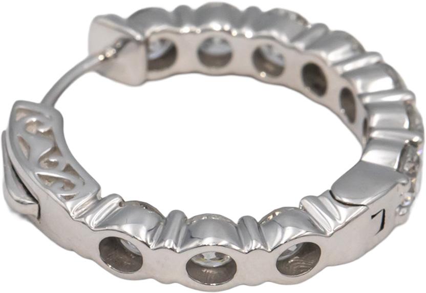 Round Diamond 14k White Gold Inside Out Circle Hoop Earrings 5.0CT