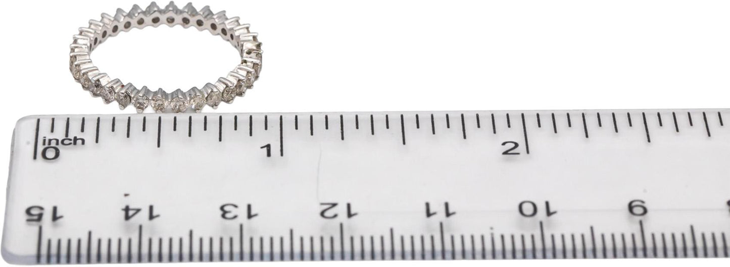 14k White Gold Round Diamond Eternity Band Ring 0.89CT Size 6.5