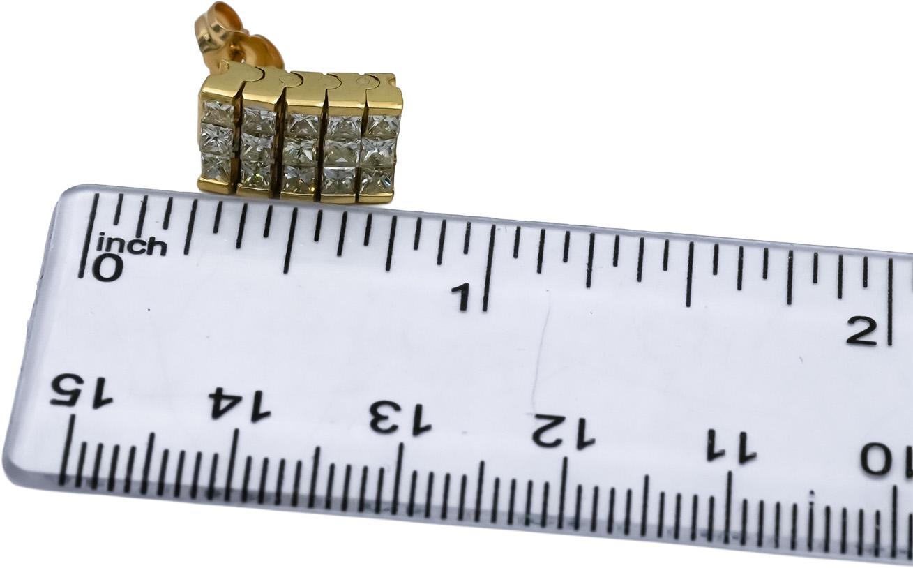 18k & 14k Yellow Gold VS Princess Cut Drop Dangle Stud Earrings 1.50CT