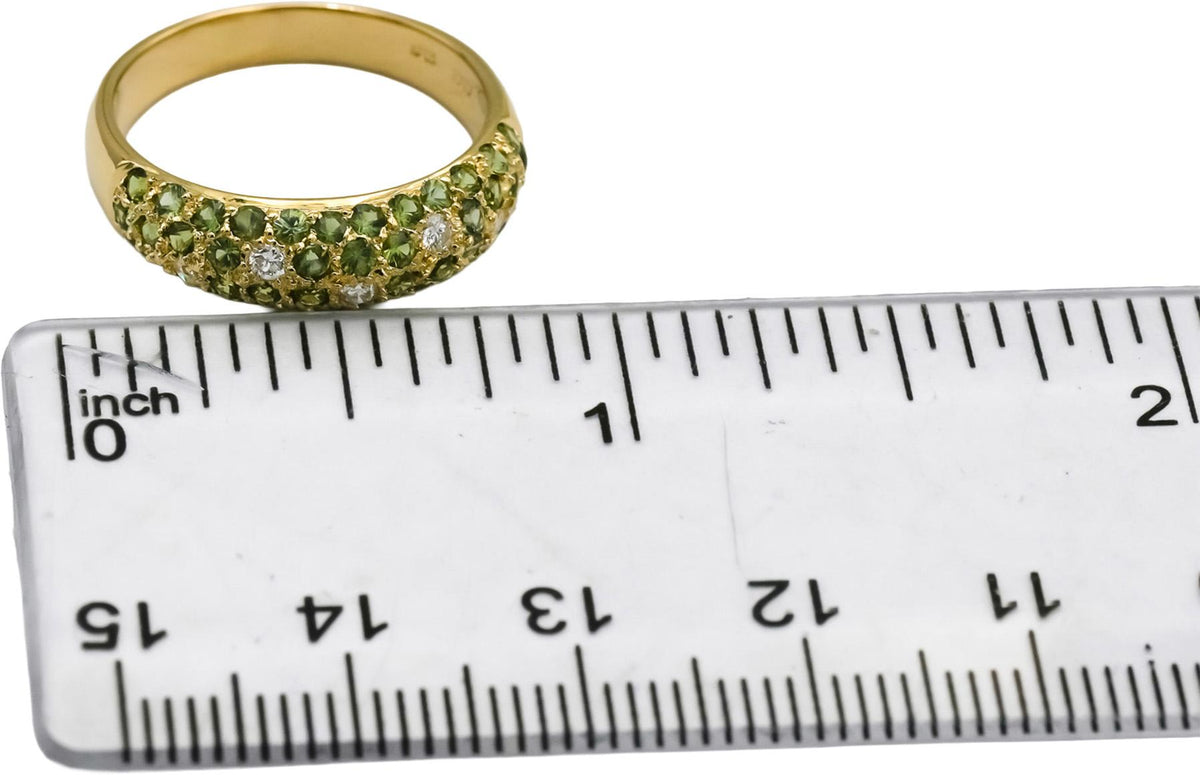 18k Yellow Gold Diamond and Emerald Pave Band Ring 0.70CT Size 6.25