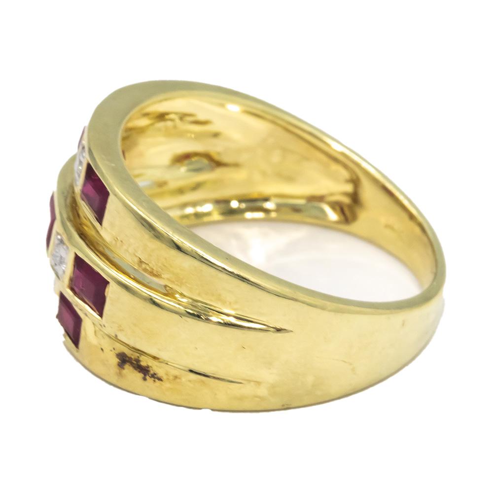 14k Yellow Gold 0.24CT Diamond and Ruby Band Ring Size 6.75