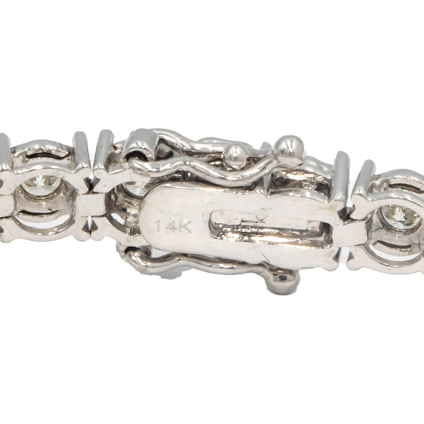 14K White Gold VS Round Diamond Buttercup Setting Tennis Bracelet 2.97CT