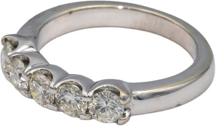 18k White Gold 1.01CT Diamond Five Stone Anniversary Band Ring Size 6.5