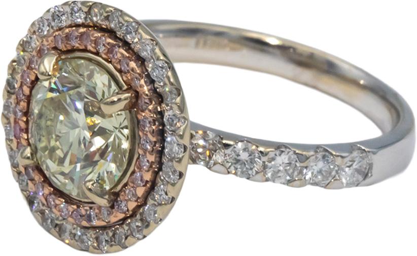 18k White Gold 2.79CT Diamond Halo Ring w/ 2.03CT Center Size 7