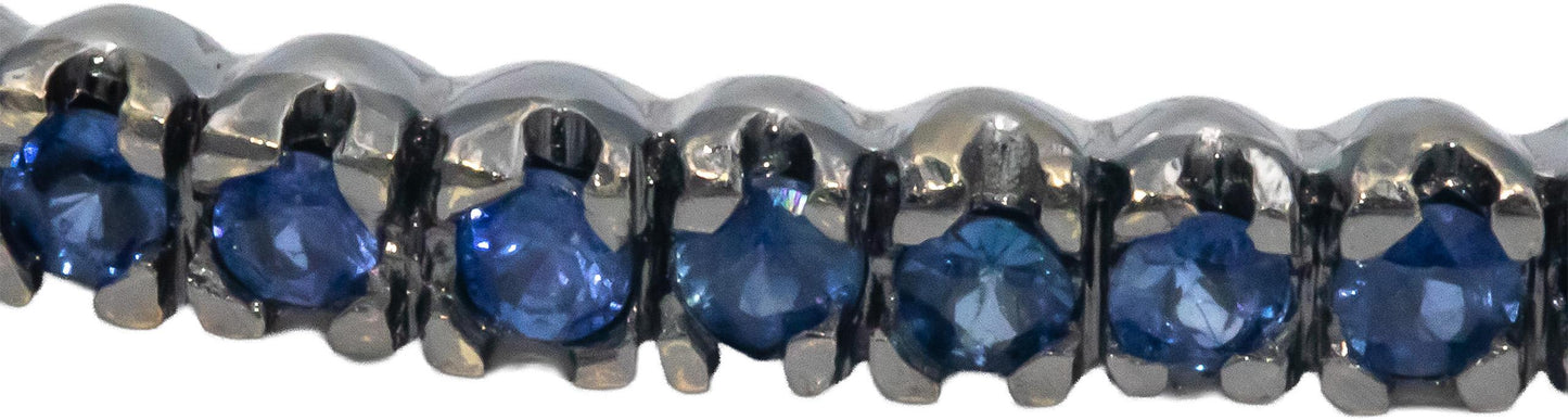 18k White Gold 3.0CT Round Cut Blue Sapphire Stackable Bangle Bracelet