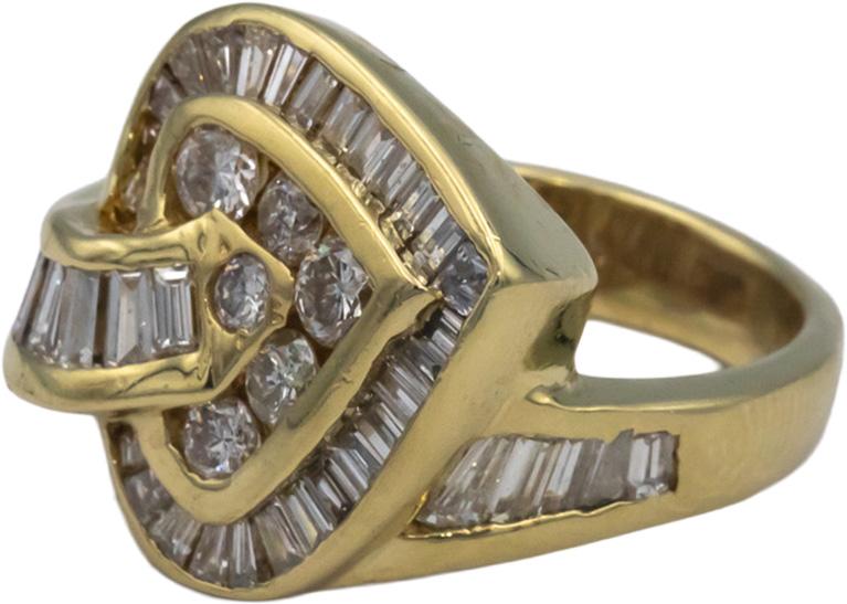 18k Yellow Gold VS Diamond Heart Cluster Cocktail Ring 2.50CT Size 6.75