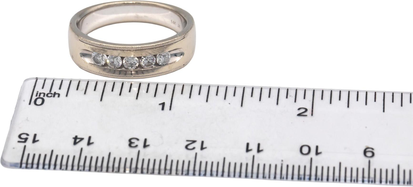 14k White Gold 0.50CT Round Cut Diamond Wedding Band Ring Size 9.75