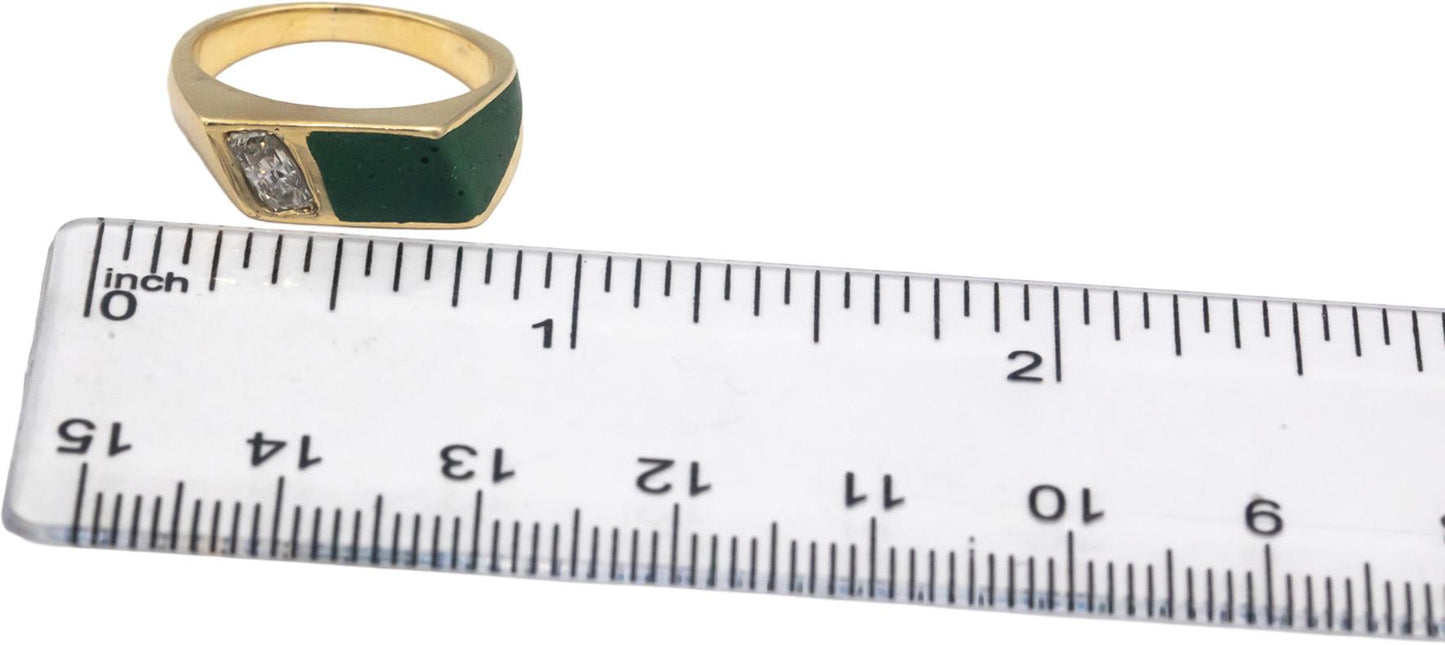 14k Yellow Gold VS Diamond and Green Stone Ring 0.32CT Size 5.5