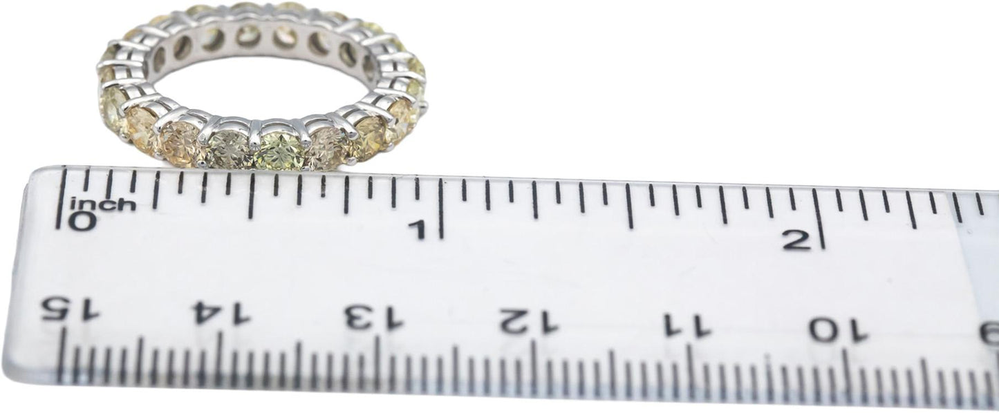 18k White Gold VS Light-Medium Yellow Diamond Eternity Ring 3.15CT Size 6