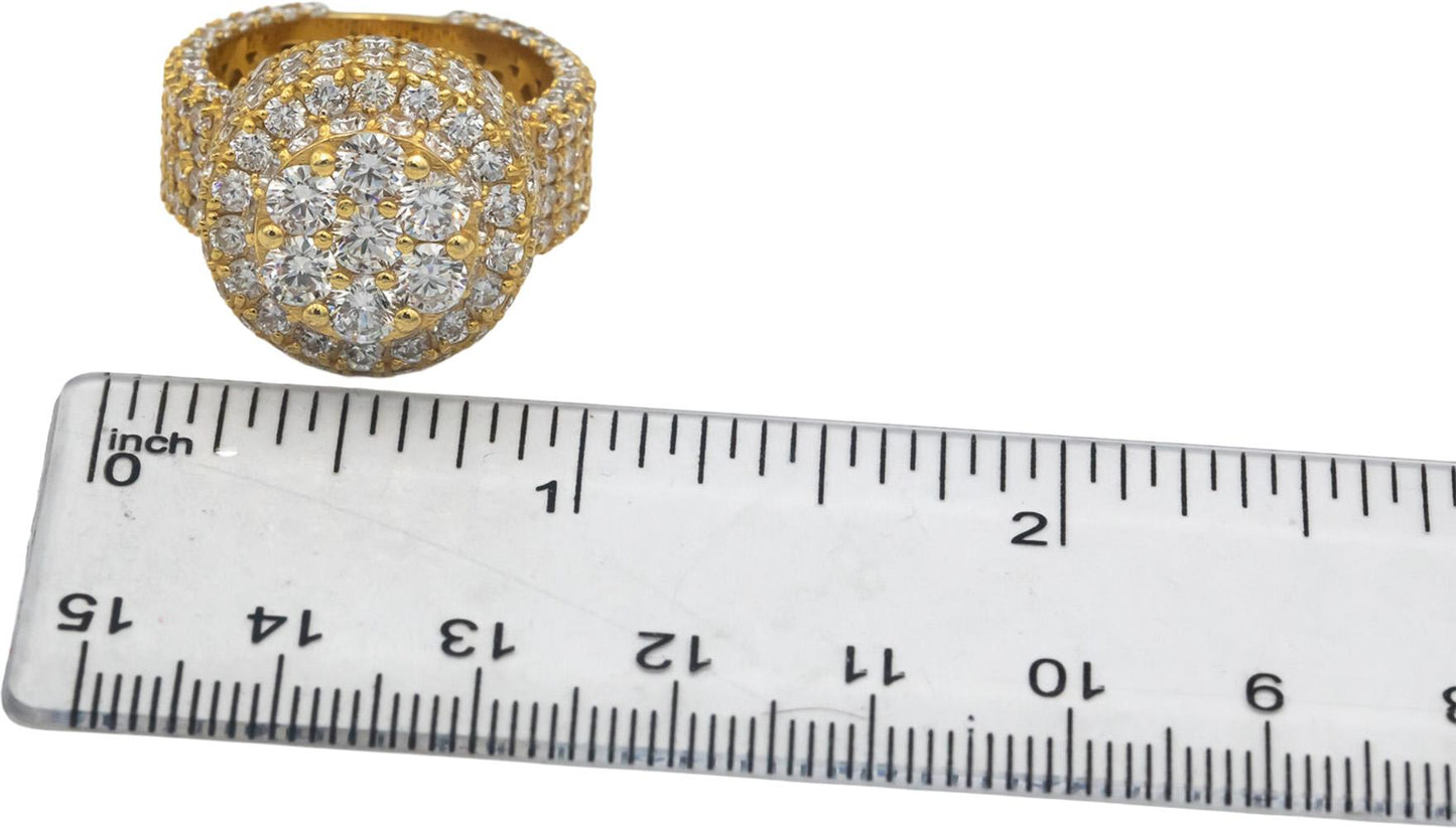 14k Yellow Gold Lab Grown Round Diamond Pave Cluster Ring 8.0CT Size 8.5