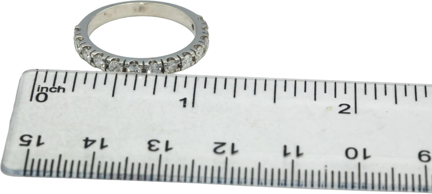 18k White Gold Round Diamond Semi-Eternity Band Ring 0.72CT Size 7.5
