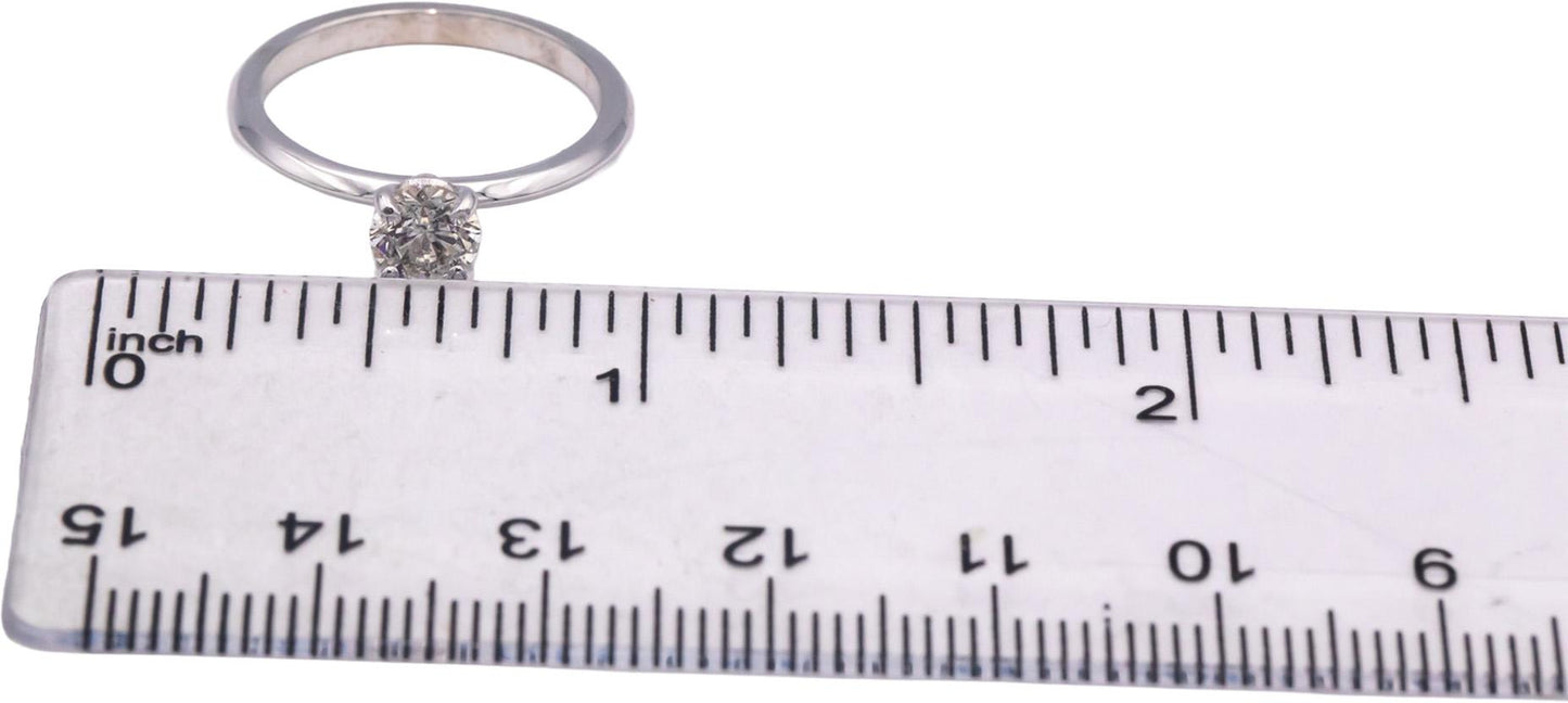 14k White Gold 0.58CT Round Cut Diamond Solitaire Engagement Ring Size 6