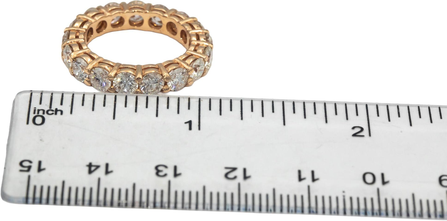 14k Rose Gold Round Cut Diamond Eternity Band Ring 4.47CT Size 5.75