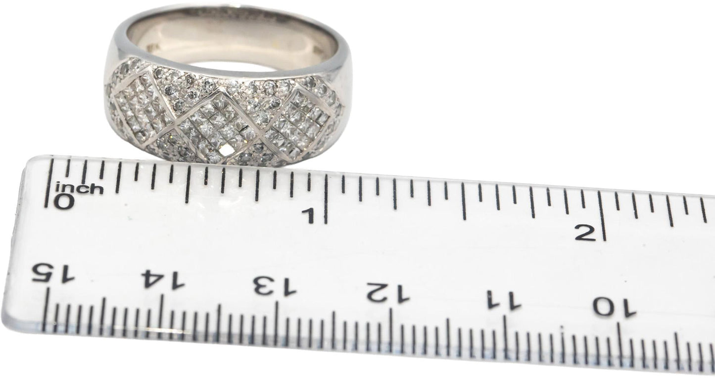 LE VIAN 18k White Gold VS Princess & Round Diamond Band Ring 1.0CT Size 10
