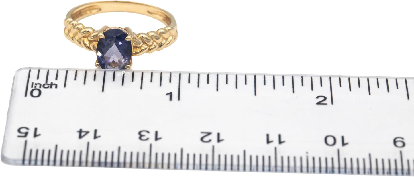10k Yellow Gold Oval Cut Amethyst Solitaire Cocktail Ring 1.50CT Size 7