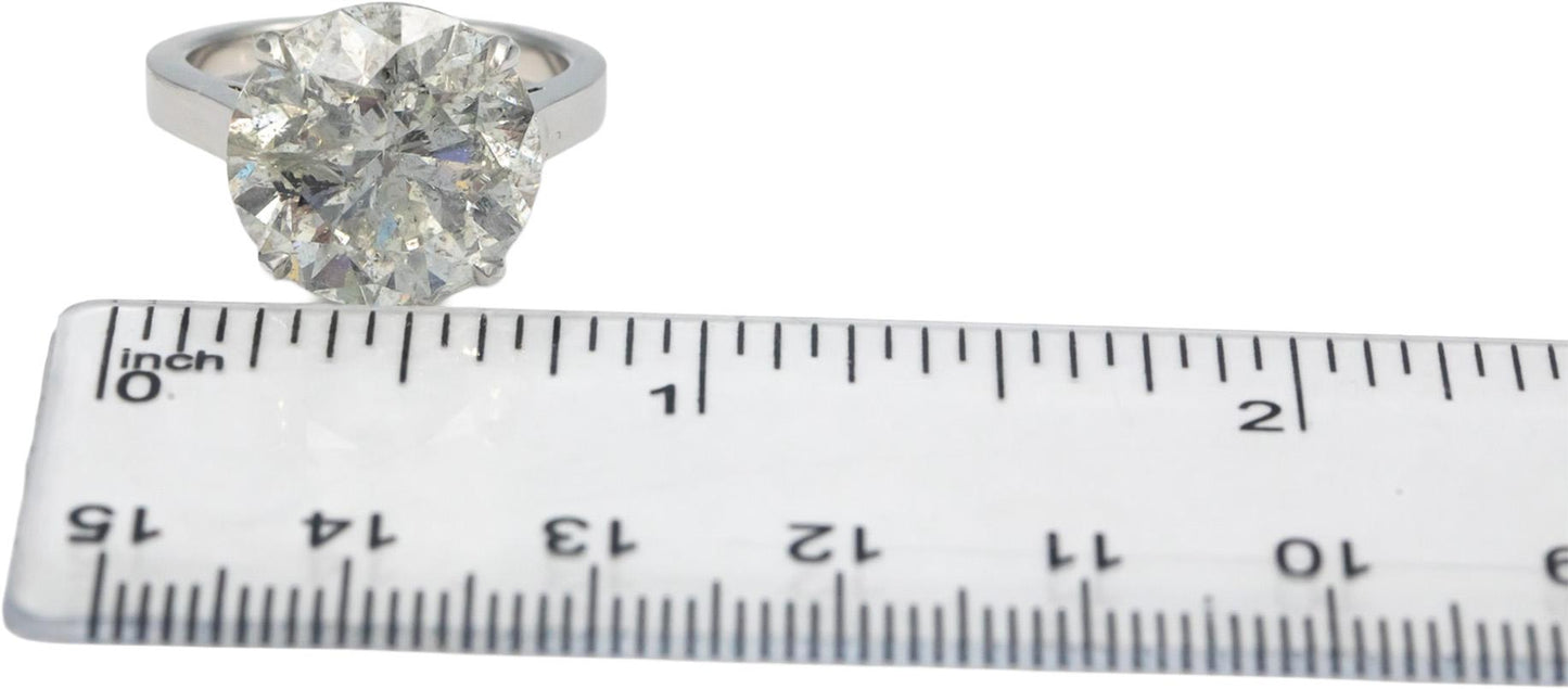 Round Cut Diamond 14k White Gold Solitaire Engagement Ring 10.07CT Size 6.75