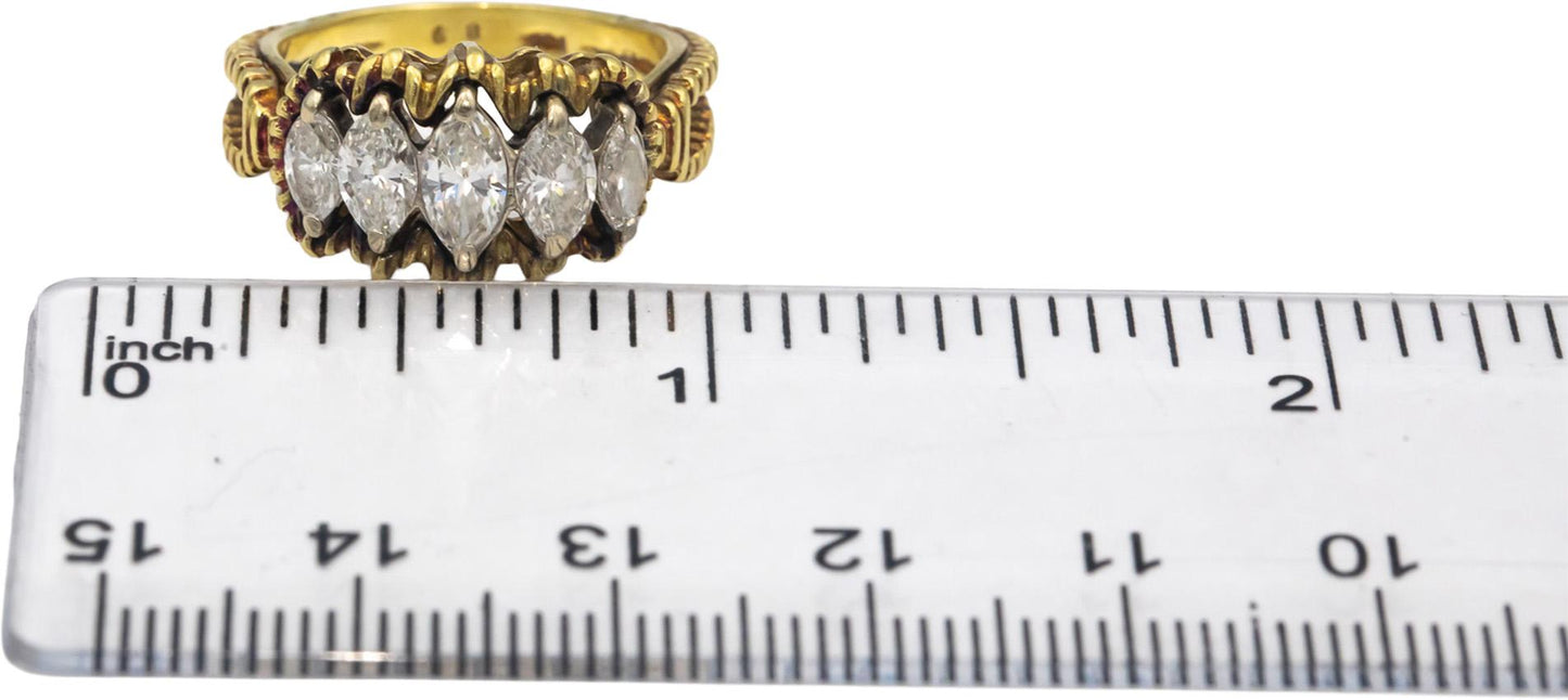 Vintage Antique 18k Yellow Gold 1.0CT VS Marquise Cut Diamond Cocktail Ring Sz 6