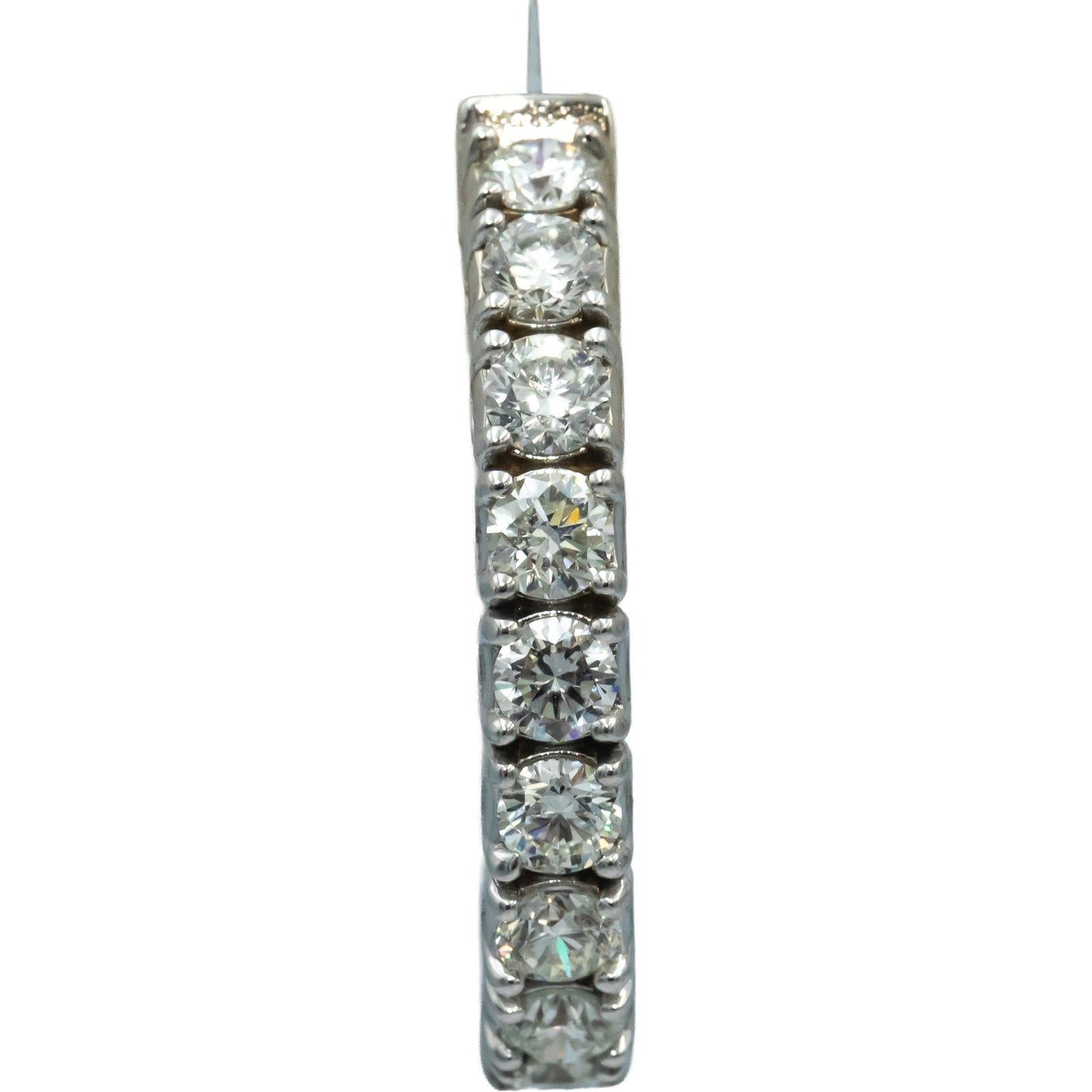 14k White Gold VS Round Diamond Inside Out Oval Hoop Earrings 5.34CT